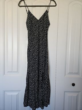 a new day Black Slip Maxi Dress with White Heart Print